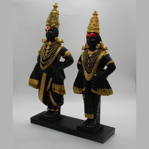 Vitthal Rukmini  statue in Black Gold color | Premium fibre material | attractive Panduranga murti for devotee